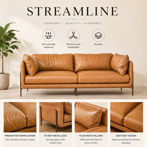 Luxury Genuine Leather Sofa Modern 3 Seat <b>Couch</b> <b>for</b> Living Room Apartment Hotel Lounge Furniture Contemporary Leather Sofa - Product Image 3