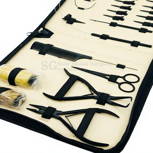 Kit profesional de herramientas para extensiones de cabello de acero inoxidable en color negro para aplicación de extensiones de cabello en salón. - Product Image 5