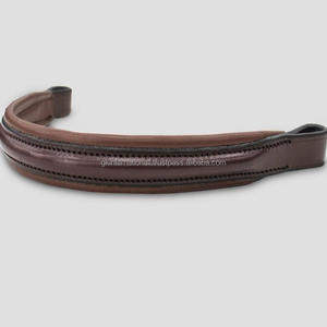 Bande de front de cheval en cuir marron surélevée et rembourrée personnalisée avec couture de bord solide et durable bande de front de bride faite à la main pour cheval - Product Image 4