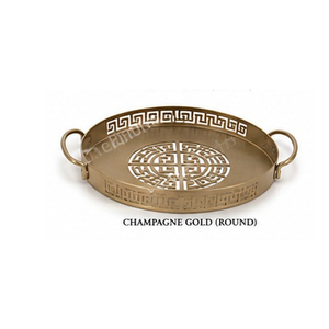 Bandeja Redonda de Metal para Servir con Asas, Acabado en Aceite, Uso Decorativo Residencial - Product Image 6