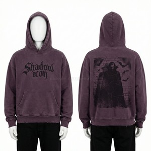 Sweat à capuche streetwear personnalisé pour homme, gris foncé, effet vintage, imprimé sérigraphié de haute qualité, vente en gros de vêtements - Product Image 6