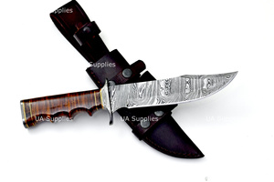 UA Supplies มีดล่าสัตว์เหล็กดามัสกัสเกรดอุตสาหกรรม ผลิตด้วยมือ ขนาด 14 นิ้ว ใบมีดแบบ Fixed Blade ด้ามจับหนังแบบ Ergonomic - Product Image 2