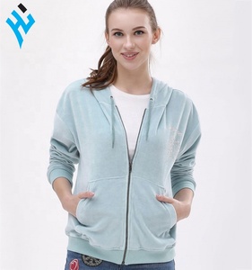 2025 nueva ropa de calle personalizada para mujer, informal, básica, de manga larga, lisa, cómoda, con cremallera, sudaderas con capucha para mujer - Product Image 1