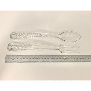 Crystal Salad Servers <b>Set</b> 2 Piece Clear Glass Salad <b>Tools</b> with Etched Handles in Red <b>Box</b> Packaging - Product Image 2