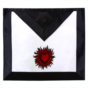 Delantal masónico de cuero bordado a mano con diseño de Rito Escocés de 11.º grado AASR, ribete negro, insignia simbólica ceremonial. - Product Image 5