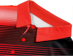 Polo de Manga Corta para Hombre, Estampado Geométrico, Secado Rápido, 100% Poliéster, Estilo Deportivo, Rojo y Negro - Product Image 3
