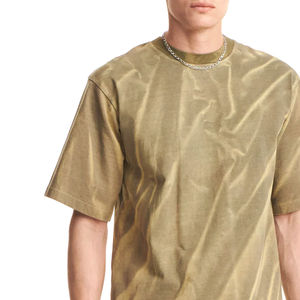 Nuevas Camisetas Formales de Hombre de Moda, 100% Poliéster, Antiarrugas, de Sarga, con Cuello Mao, Efecto Desgastado por el Sol, Diseño Tie-Dye Oversize, ODM - Product Image 6