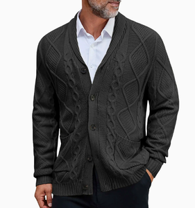 <b>Men</b> Soft Knit <b>Cardigan</b> Sweater Acrylic Fabric <b>Long</b> Sleeve Button Front Casual Warm Lightweight Comfortable Ribbed Cuffs Classic - Product Image 3