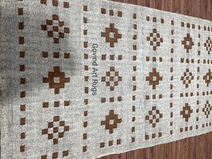 Tapis Kilim Floral Fait Main en Mélange Laine Coton, Rectangulaire, Poil Moyen, Dos en Jute, pour Salon, Lavable en Machine et à la Main - Product Image 2