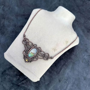 Natural Pearl Macrame Necklace Handmade Trendy Butterfly Design Boho Pendant Adjustable Brown <b>Braided</b> <b>Cord</b> Buddhism Copper - Product Image 1