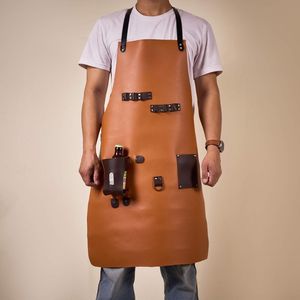 High Quality Men's Leather Sleeveless <b>Apron</b> with Custom Logo Reusable & Durable Arnav Leather <b>Works</b> Classic Style - Product Image 1