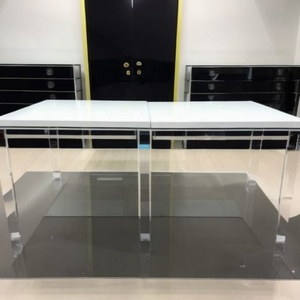 Mesa de centro acrílica transparente de gama alta de lujo para sala de estar, mesa de oficina acrílica, mesa de centro de metal superior acrílica de sala de estar de Metal - Product Image 1