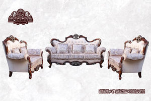 Magnifique ensemble de canapé de salon avec canapé en bois de teck sculpté traditionnel polonais doré Design sculpté à la main turc - Product Image 4