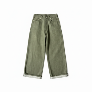 2026 Men's Vintage Denim Jacket Custom Plus Size Custom Spring Lightweight Turn <b>Down</b> Collar Jacket and Baggy Denim <b>Pants</b> - Product Image 4