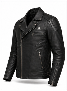 Veste de moto en cuir classique pour motards |   Noir Brun Bleu |   Fabricant OEM ODM |   Qualité de conception haut de gamme |   Vêtements de course - Product Image 3