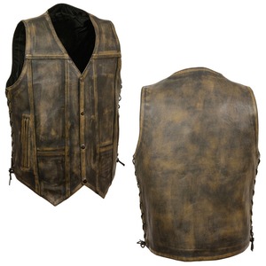 Chalecos de Cuero para Niños, Chaleco de Cuero Vacuno Negro de Primera Calidad con Diseño Único en Forma de V y Múltiples Bolsillos - Product Image 5