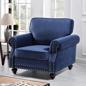 Modern Fabric Wooden Lounge Accent Chair Lazy <b>Sofa</b> Chair for Balcony Bedroom Blue Fabric Leisure Design <b>Sofa</b> Chair - Product Image 3