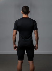 Conjunto de Camiseta y Pantalones Cortos de Compresión Negros para Hombre, de Secado Rápido, Ajuste Sin Costuras, Alta Calidad - Product Image 3