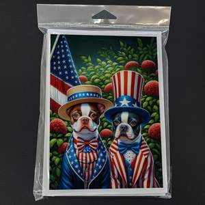 All American Boston Terrier Whimsical A7 Paquete de tarjetas de felicitación 8 Tarjetas de notas en blanco con sobres Tamaño 5x7 - Product Image 3