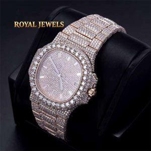 Reloj de Cuarzo con Moissanita, Esfera Cuadrada, Correa de Acero Inoxidable, Lujoso, Unisex, para Fiestas y Uso Diario - Product Image 4