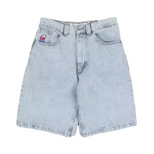 Vintage Acid Wash Rhinestone 100% Polyester Denim Shorts <b>Men</b> Baggy Jorts Double Knee Streetwear Loose Fit Custom Logo <b>Jeans</b> - Product Image 3