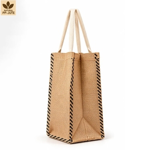 Custom Printed Natural Jute Tote Bag 28x23x10cm PP Laminated Promotional Shopping Corporate <b>Gift</b> Bag Wholesale OEM ODM Supplier - Product Image 4