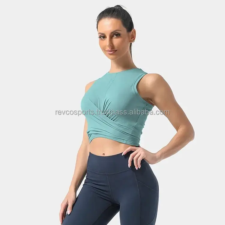 Fashion Design Girls Workout Summer Cropped Tanktops Women Twisted Sleeveless Casual Crop Tank Tops Custom Sexy Crop top cotton