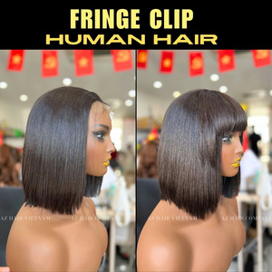 Raw Vietnamese <b>Human</b> <b>Hair</b> <b>Wig</b> With Fringe Clip Easily to Apply <b>HD</b> <b>Lace</b> Frontal <b>Wig</b> for Black Women Best Quality Wholesale Price - Product Image 5