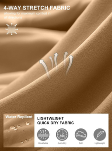 Shorts pour hommes couleur kaki unie avec poches, taille mi-haute, style décontracté, séchage rapide, tissu tissé, fermeture boutonnée - Product Image 5