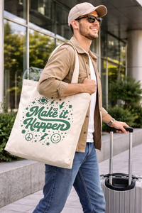 AMANI Premium Cotton Canvas Tote Bag 250GSM Eco Friendly Reusable Shopping Bag 12x16x5 Make It Happen Print Custom Logo - Product Image 3