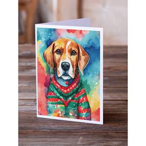 Whimsical Beagle Christmas Tarjetas de felicitación Paquete de 8 A7 Tamaño 5x7 Tarjetas de notas en blanco con sobres - Product Image 2