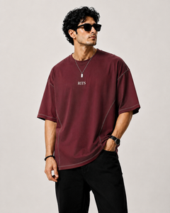 T-shirt surdimensionné en coton épais 160 g/m² pour homme, col rond, personnalisé avec logo, style streetwear, écologique, respirant, imprimé sérigraphié effet délavé - Product Image 1