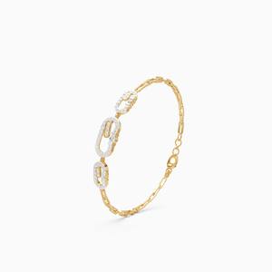 Bracelet à maillons avec breloques en diamants de 0,63 ct cultivés en laboratoire, style empilé, en or jaune, blanc et rose 9 carats - Product Image 3