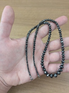 สร้อยคอเม็ดเพชรดำธรรมชาติทรงรอนเดลเหลี่ยมเพชรพลอย ขนาด 3 ถึง 8 มม. สำหรับทำเครื่องประดับ เกรด AAA ขายส่ง - Product Image 4
