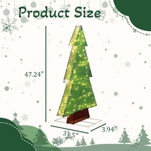 Albero di Natale Pre-Illuminato da 120 cm per Decorazioni da Giardino, 110 Luci LED Bianco Caldo, Decorazioni Natalizie per Esterni e Interni in PE - Product Image 6