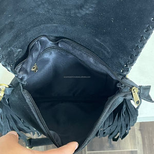 Bolso de Mano con Flecos de Cuero Vacuno Auténtico, Bolso Bandolera con Piedra Turquesa, Estilo Bohemio Gitano Vintage, Hecho a Mano, Nuevo Diseño, Multiusos, Elegante - Product Image 5