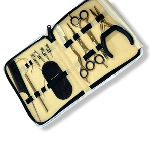 Kaamir Instruments Professional Eco-Friendly Gold Stainless Steel Hair Extension Tool Kit Salon Scissors <b>Pliers</b> Pull Needle <b>Set</b> - Product Image 3