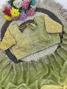 Élégante Robe de Soirée pour Saree en Satin de Créateur, Magnifique Broderie de Paillettes, Bordure Lourde, Toutes Motives Butti Aarco, Infroissable, Séchage Rapide - Product Image 2