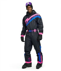 Combinaison de ski à capuche personnalisée avec design de panneaux, veste de snowboard, pantalon, combinaison une pièce, imperméable, respirante, avec fermeture éclair en tissu polaire - Product Image 4