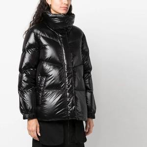 Manteau matelassé noir brillant bleu de haute qualité, hiver, unisexe, col montant, imperméable, coupe-vent, écologique, réversible - Product Image 3