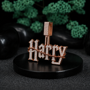 Phoenix Enterprises Rose Gold Happy Pendant Necklace Moissanite 925 Silver Hiphop Style Unisex Wedding Engagement Party - Product Image 5
