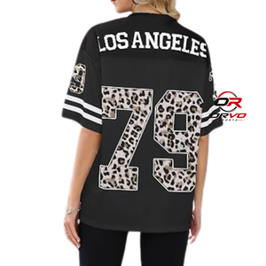 เสื้อเจอร์ซีย์อเมริกันฟุตบอลชาย สีดำ คอวี ผ้าตาข่ายระบายอากาศ พิมพ์ลายทีมได้ตามต้องการ ป้องกันแบคทีเรีย โพลีเอสเตอร์ 100% ORVO SPORTS - Product Image 4