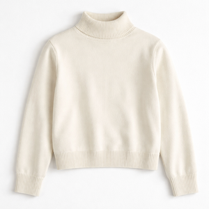 Suéter Casual de Cuello Alto Simulado, Tejido a Medida, 100% Algodón, Fabricante OEM para Mujer, Venta al Por Mayor - Product Image 5