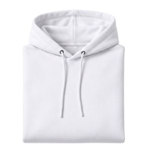 Sudadera con Capucha Blanca Básica, Manga Larga, Informal, con Cordón Ajustable y Bolsillo Tipo Canguro para Uso Diario - Product Image 3