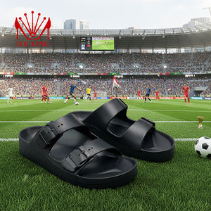 Chanclas casuales de EVA con punta abierta y diseño con temática de partidos de fútbol para playa, interiores y exteriores, suministro al por mayor. - Product Image 1