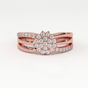 Anillo de compromiso y aniversario Aarinya para mujer, asimétrico, con diseño floral de rosas, en oro de 14K y diamantes cultivados en laboratorio con corte brillante. - Product Image 3