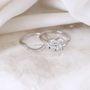 Igi/gia แล็บตัดเพชรวินเทจ14K สีเหลืองสำหรับงานแต่งงาน/งานหมั้นแหวน unisex สีขาวทองงานครบรอบ - Product Image 2