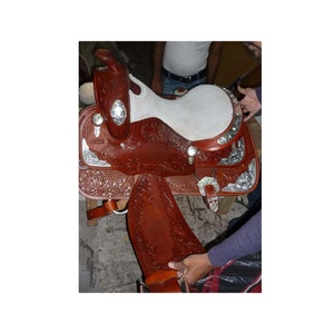 Silla de montar de cuero premium estilo inglés para carreras de caballos con estructura de plástico - Product Image 1