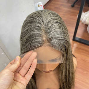 Peluca Lisa de Cabello Virgen Premium de Donante, 100% Gris Sal y Pimienta, Proveedor Mayorista, Cabello Virgen Tejido a Máquina, Paquetes de Cabello Virgen - Product Image 1