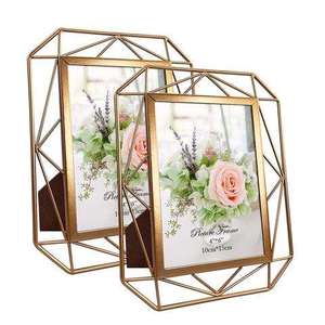 Hanging Style Metal Photo <b>Frame</b> 30x15 Cm Rectangle Rose Gold <b>Floating</b> Glass Horizontal Wall Decor - Product Image 3